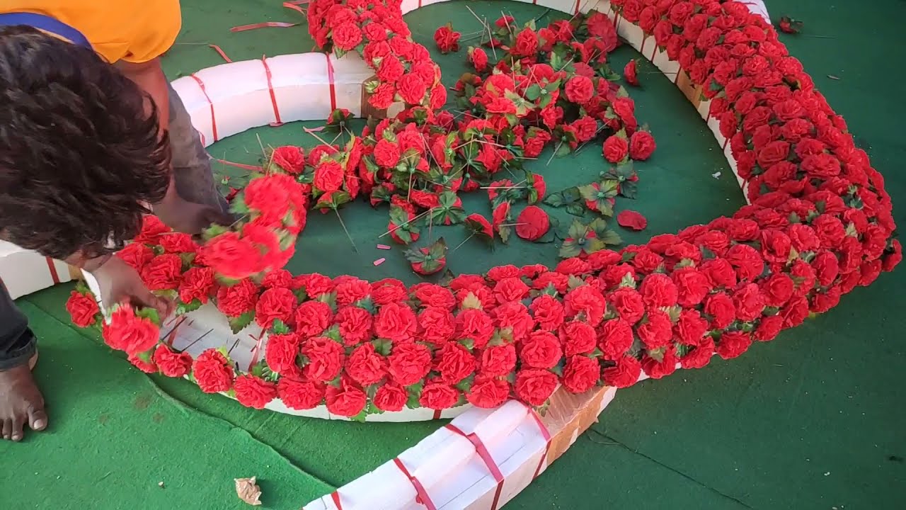 How To Make Heart Shape Marriage Reception Stage decoration