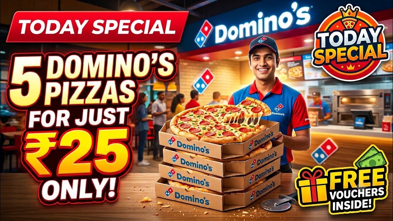 5 DOMINOS PIZZA in ₹25 मे😋|dominos coupon code today|Domino's Pizza offer|dominos pizza offers today
