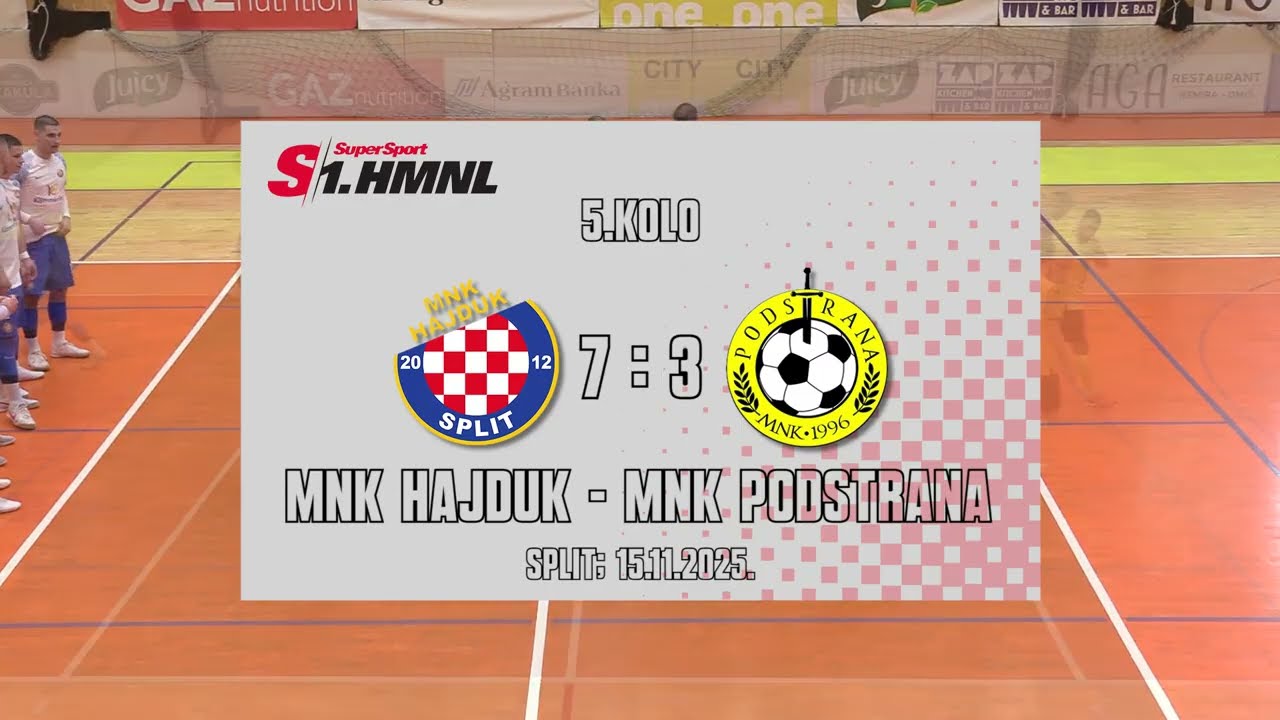 MNK Hajduk 7:3 MNK Podstrana  - 1.HMNL 2025/26 (5.kolo)