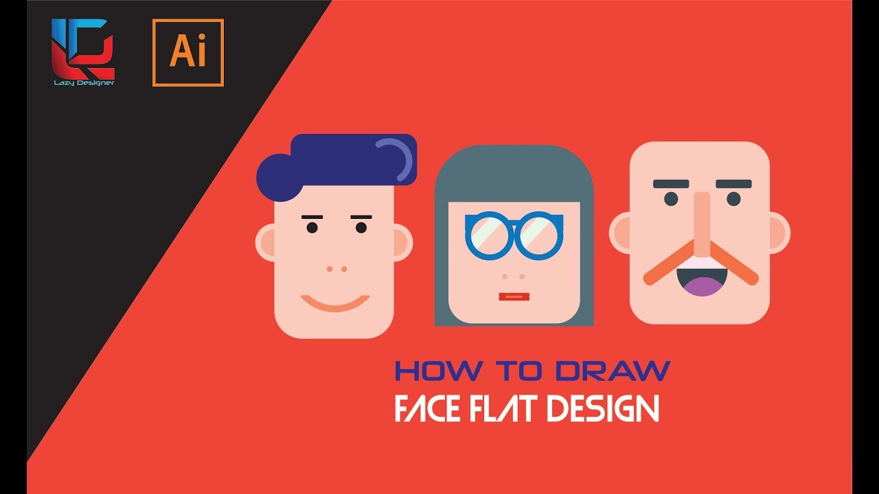 HOW TO DRAW FACE IN ADOBE ILLUSTRATOR | FLAT DESIGN