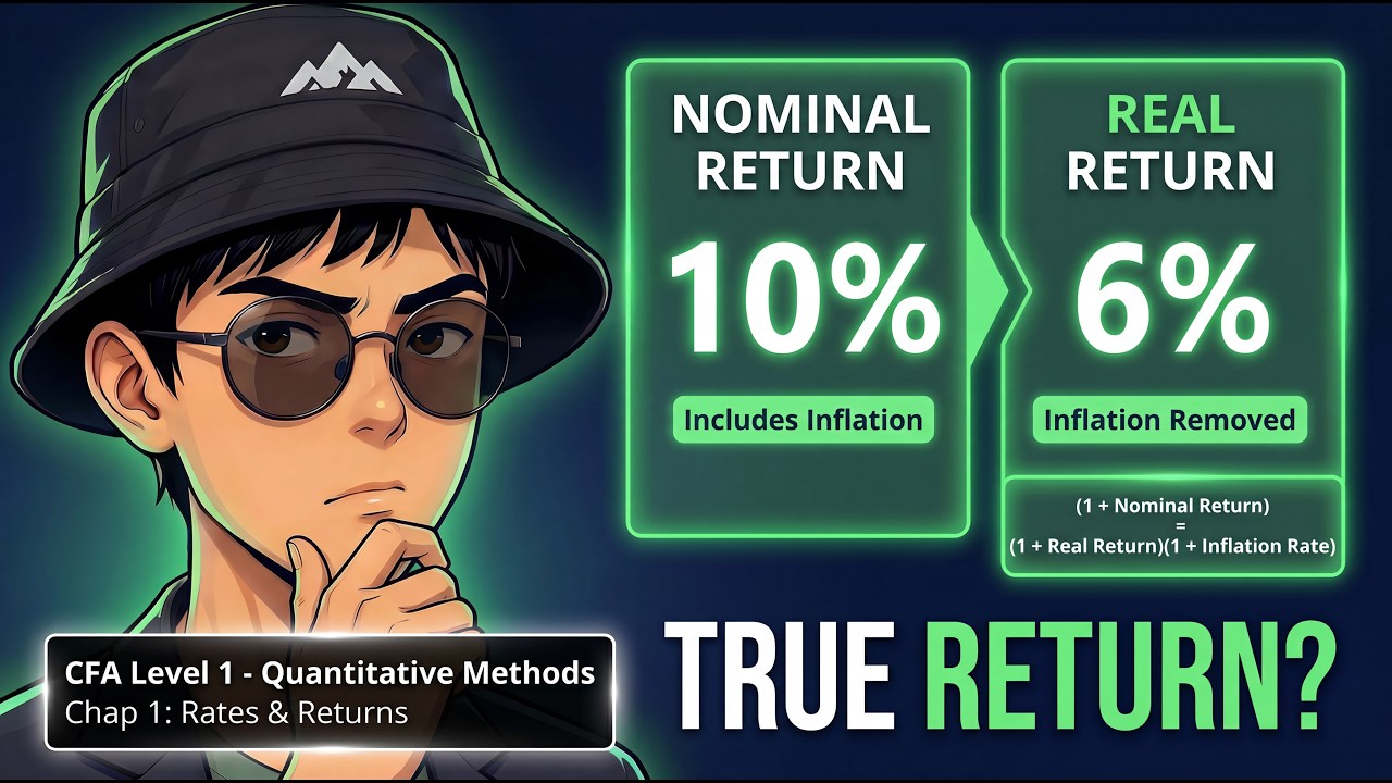 Nominal Return vs Real Return Explained | Inflation Adjustment Formula | CFA Level 1 | Chap 1