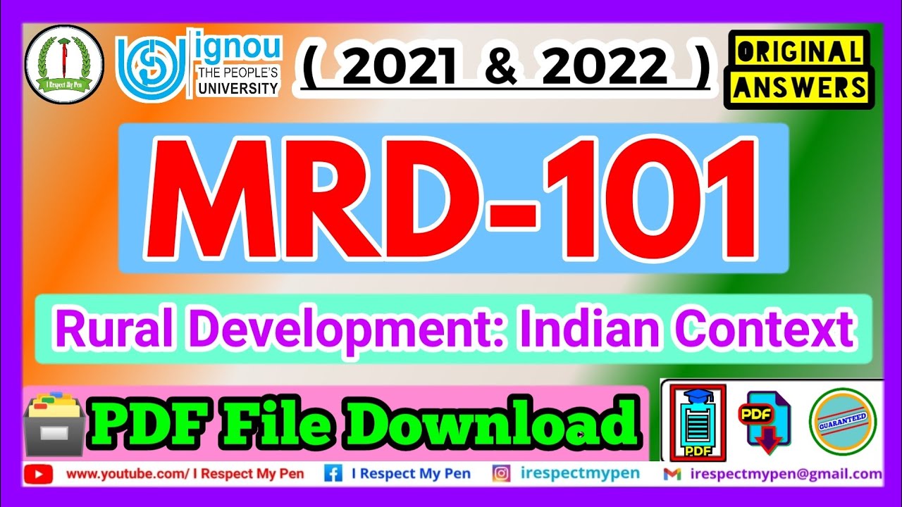 MRD 101 Solved Assignment 2022 IGNOU MRD101 Rural Development Indian Context PDF DOWNLOAD