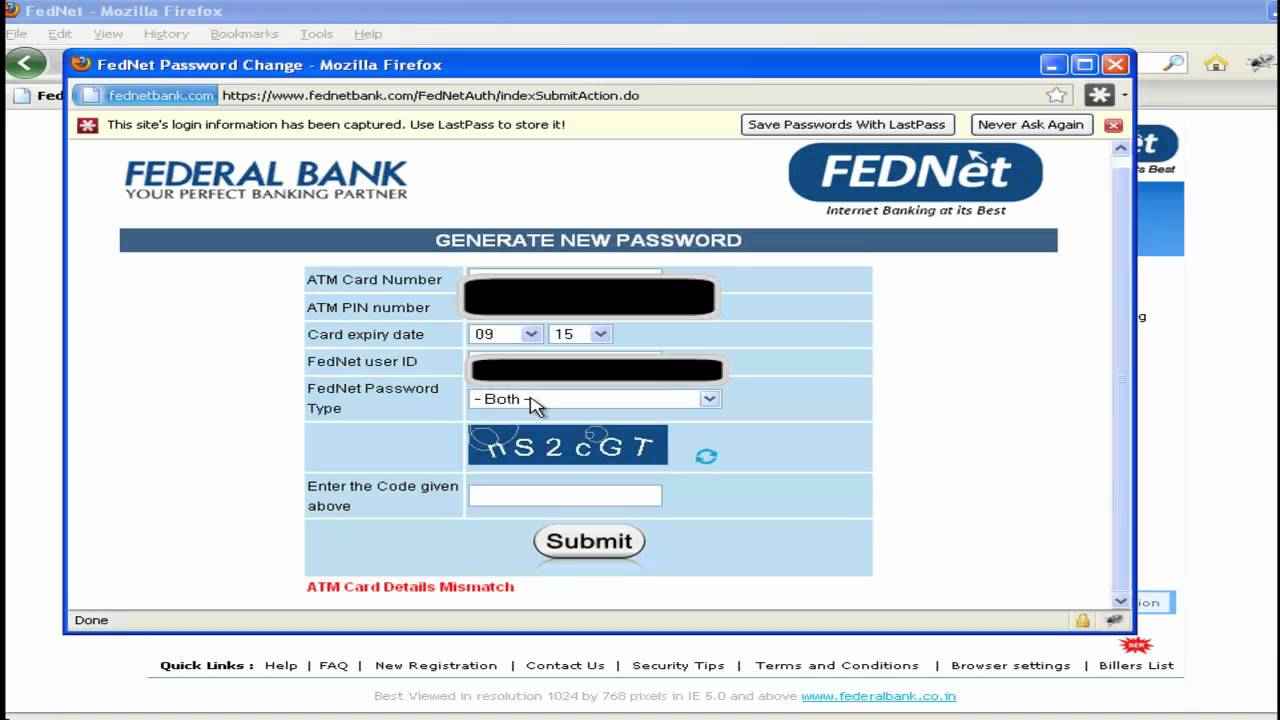 How to Change Transaction password online Federal Bank