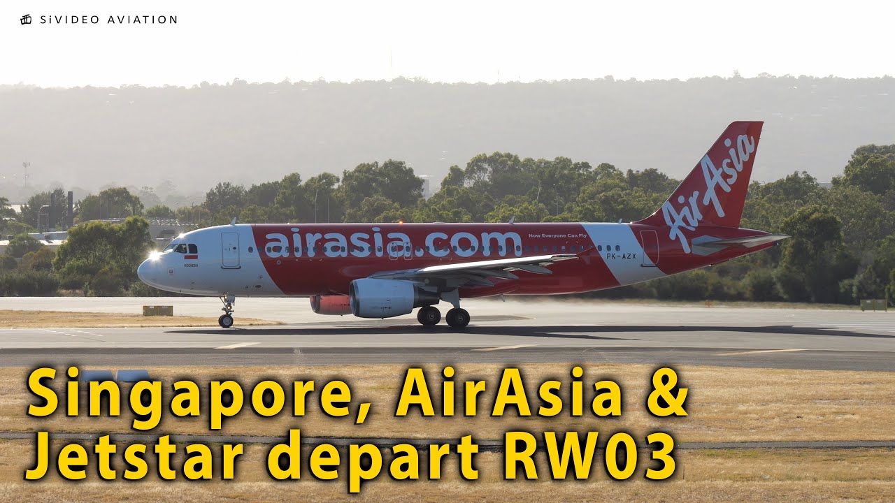 Singapore, AirAsia Indonesia & Jetstar depart RW03 at Perth Airport.
