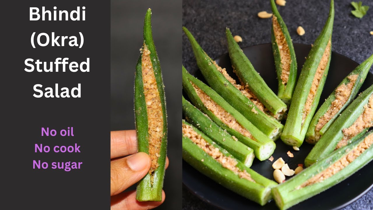 Bhindi (Okra) salad for Diabetes, Thyroid, PCOS and Weight loss/ No cook, No oil, Low calorie, GI