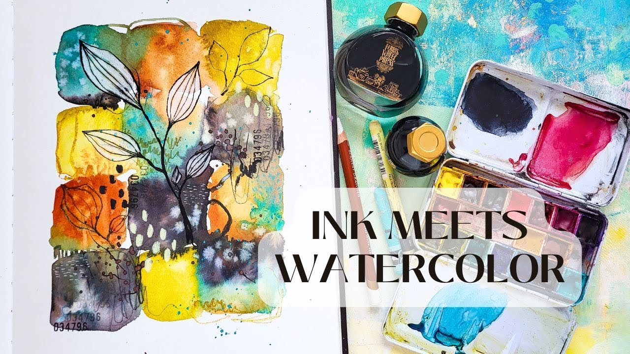 Abstract Ink and Watercolor Painting Process - getting back into my Art Journal after the Holidays
