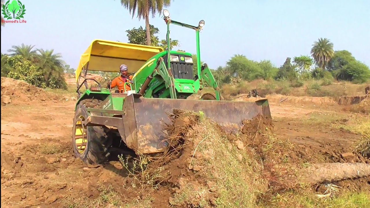 Driver Vs John Deere 5050E Tractor Vs Palm Tree with Front Dozer and 2MB Plough