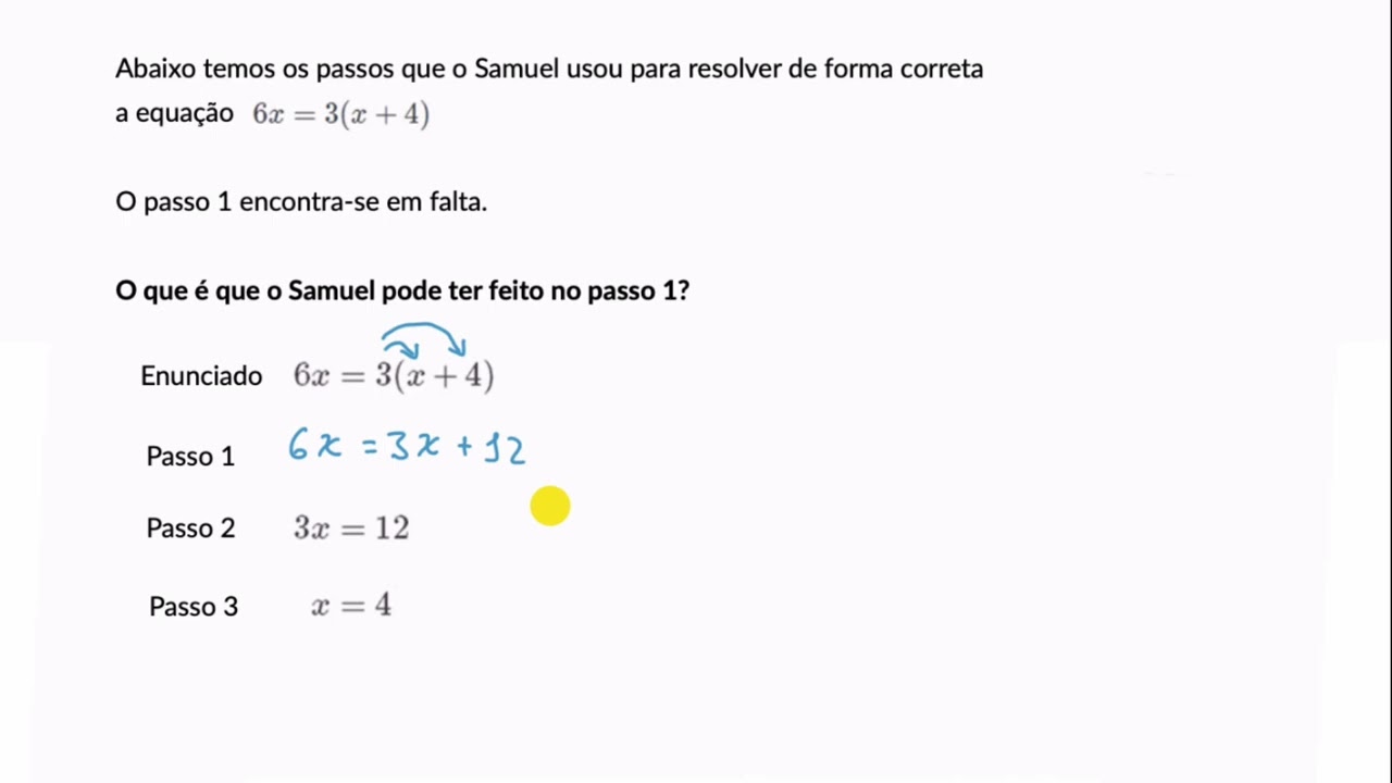 Procura de um passo algébrico em falta - Khan Academy em português (8.º ano)