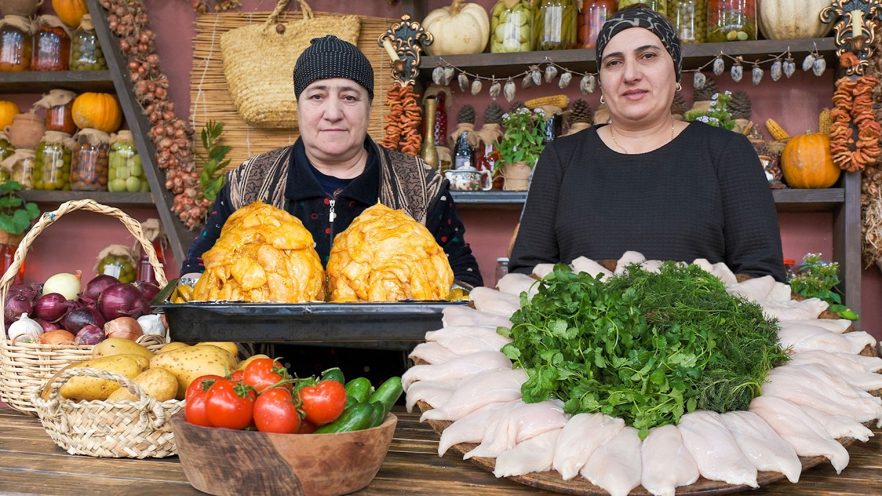 Peaceful Village Life Cooking in the Snowy Mountains Azerbaijan