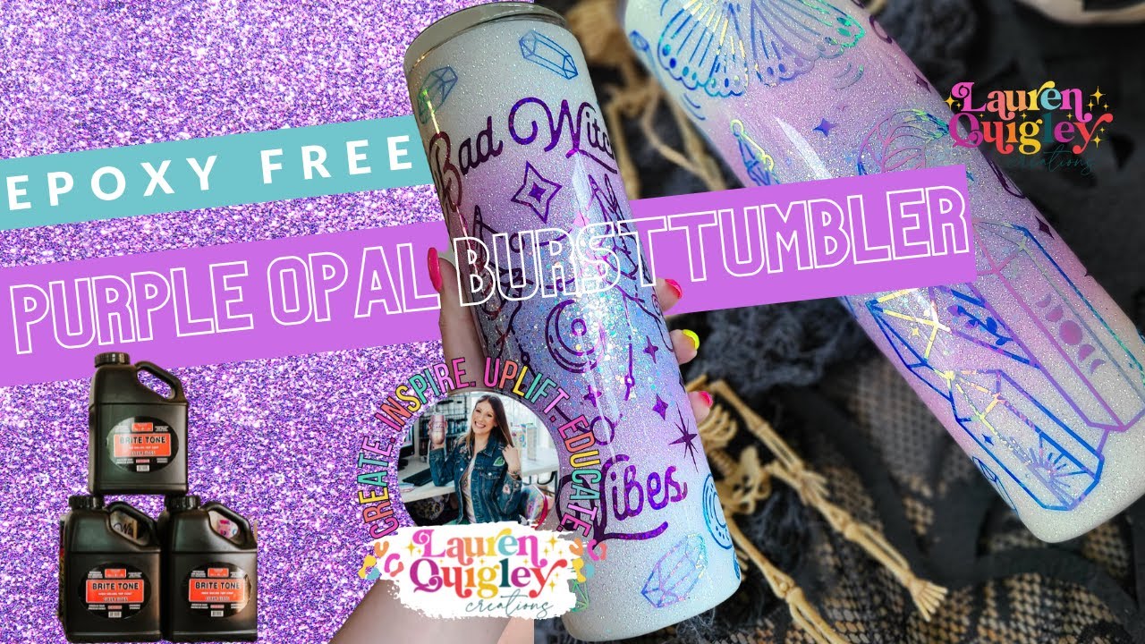 Purple Opal Burst Crystalac Tumbler. Glitter Tumbler Tutorial.