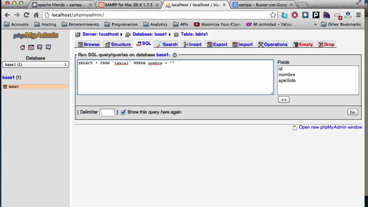 Sentencia SELECT y WHERE en MySQL y phpmyadmin