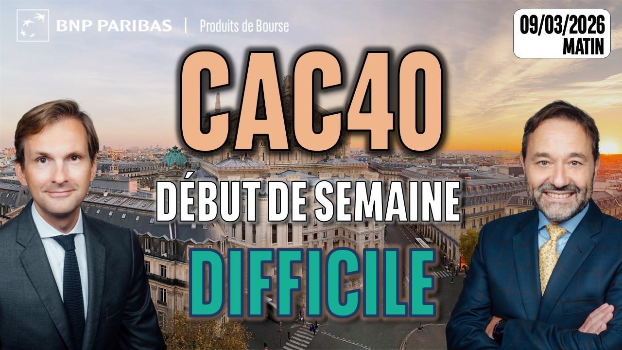 CAC40 : Début de semaine difficile - 100 % Marchés - 09/03/2026 - M