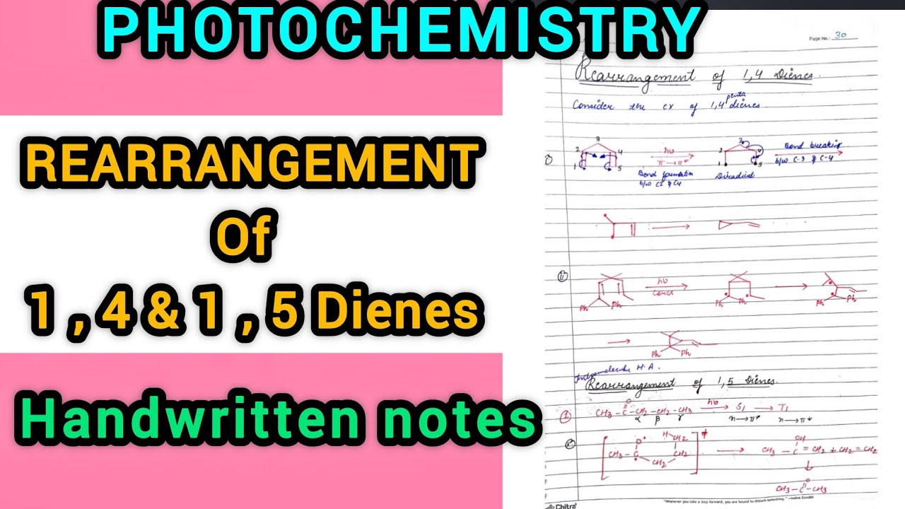 Rearrangement of 1,4 & 1,5 Dienes - Photochemistry ( MSc 3 Sem) @ChemistryChampss