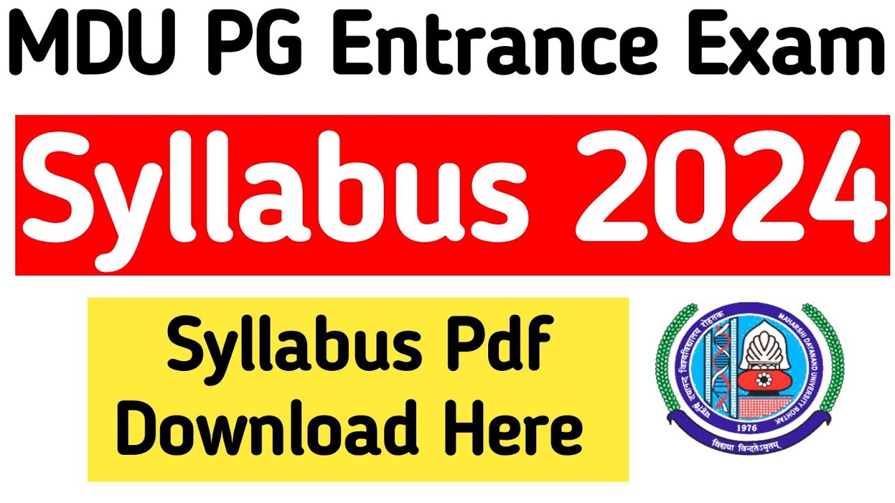 MDU Entrance Exam Syllabus 2024 | Mdu entrance exam syllabus | Mdu PG Entrance Exam Syllabus 2024