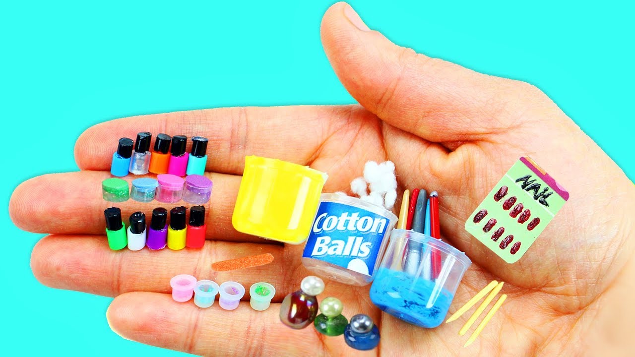 Cómo Hacer Productos en Miniatura para las Uñas / Manicura - 10 manualidades fáciles para muñecas