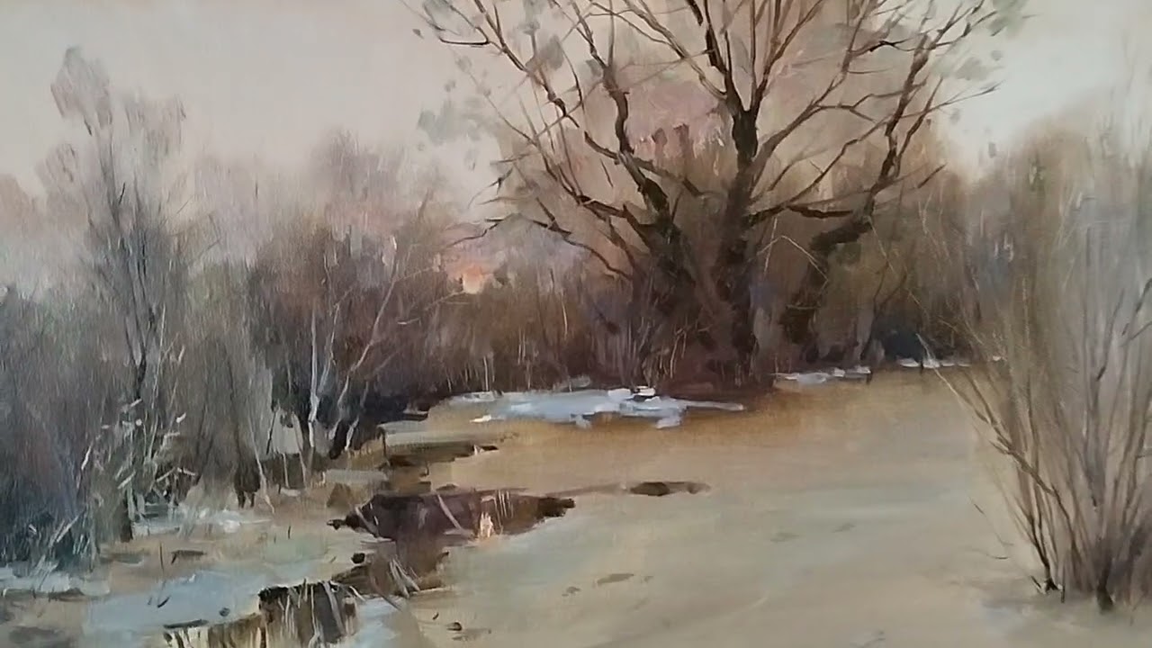 Василий Кувичко Беловодск МАРТА ПОСЛЕДНИЙ СНЕГ х.м. 40х60  11.03.2026г.