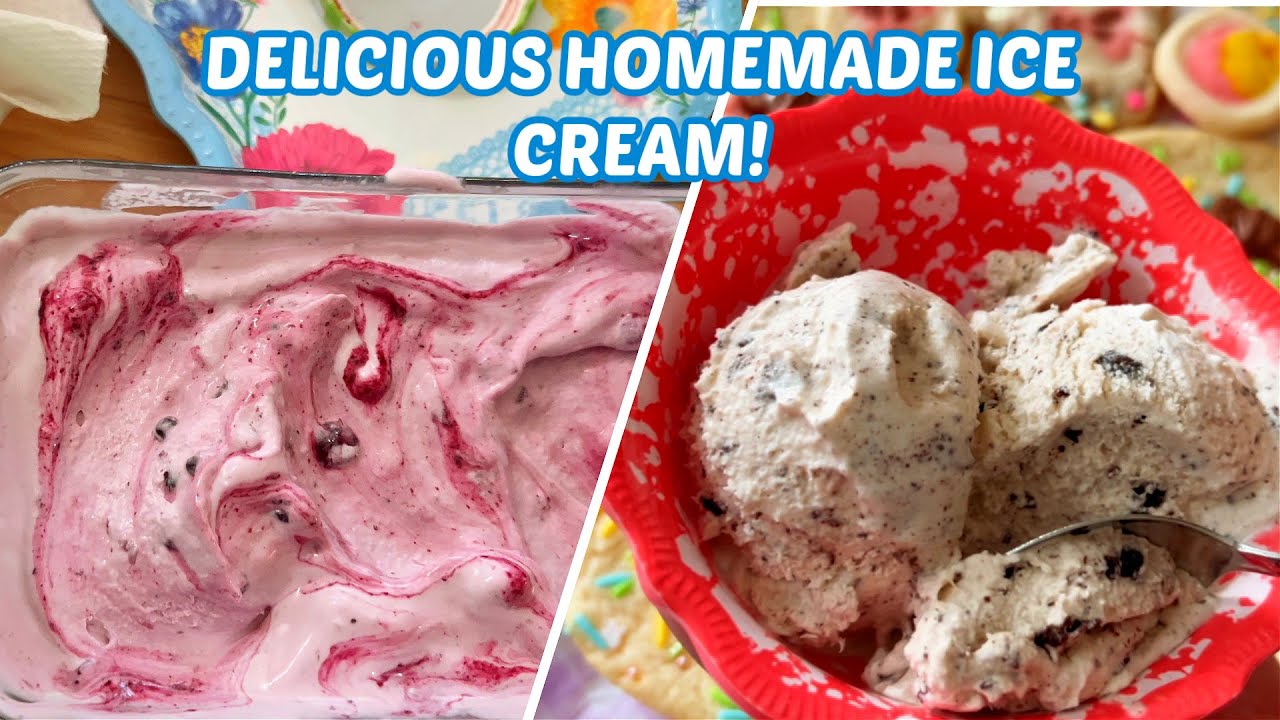 HOW TO MAKE HOMEMADE DELICIOUS ICE CREAM IN 30 MINUTES! OREO ICE CREAM & BLUEBERRY ICE CREAM!