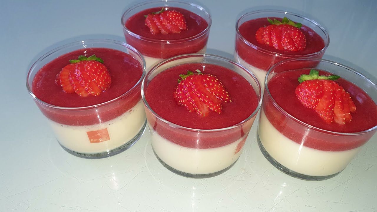 La meilleure façon de réussir la Panna cotta à l'agar agar et coulis d fraises.