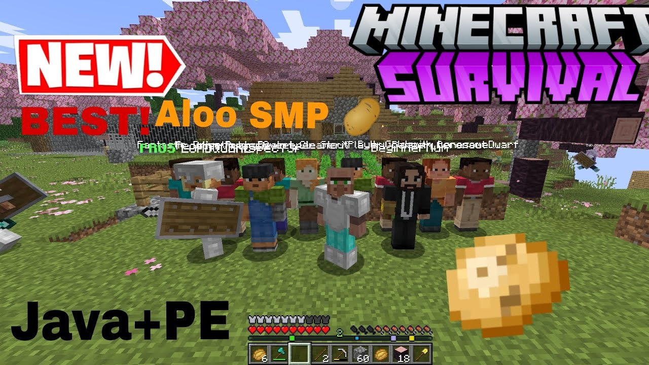 🥔 Best Minecraft Public SURVIVAL Aloo SMP Server For Java/Pe 🐣 | 24/7 Online | Cracked 💗Free To Join