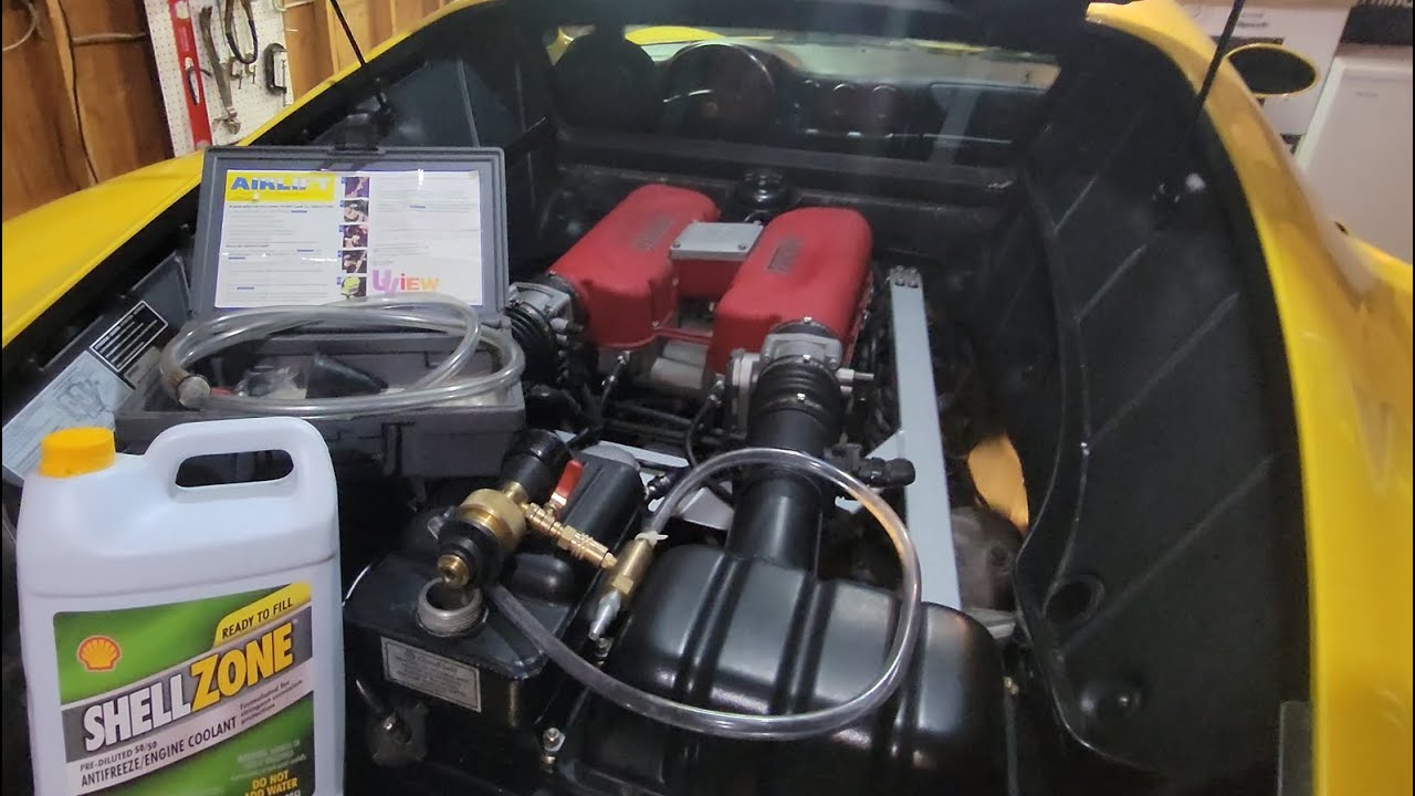 Flushing the radiator coolant in My Ferrari 360 using Airlift
