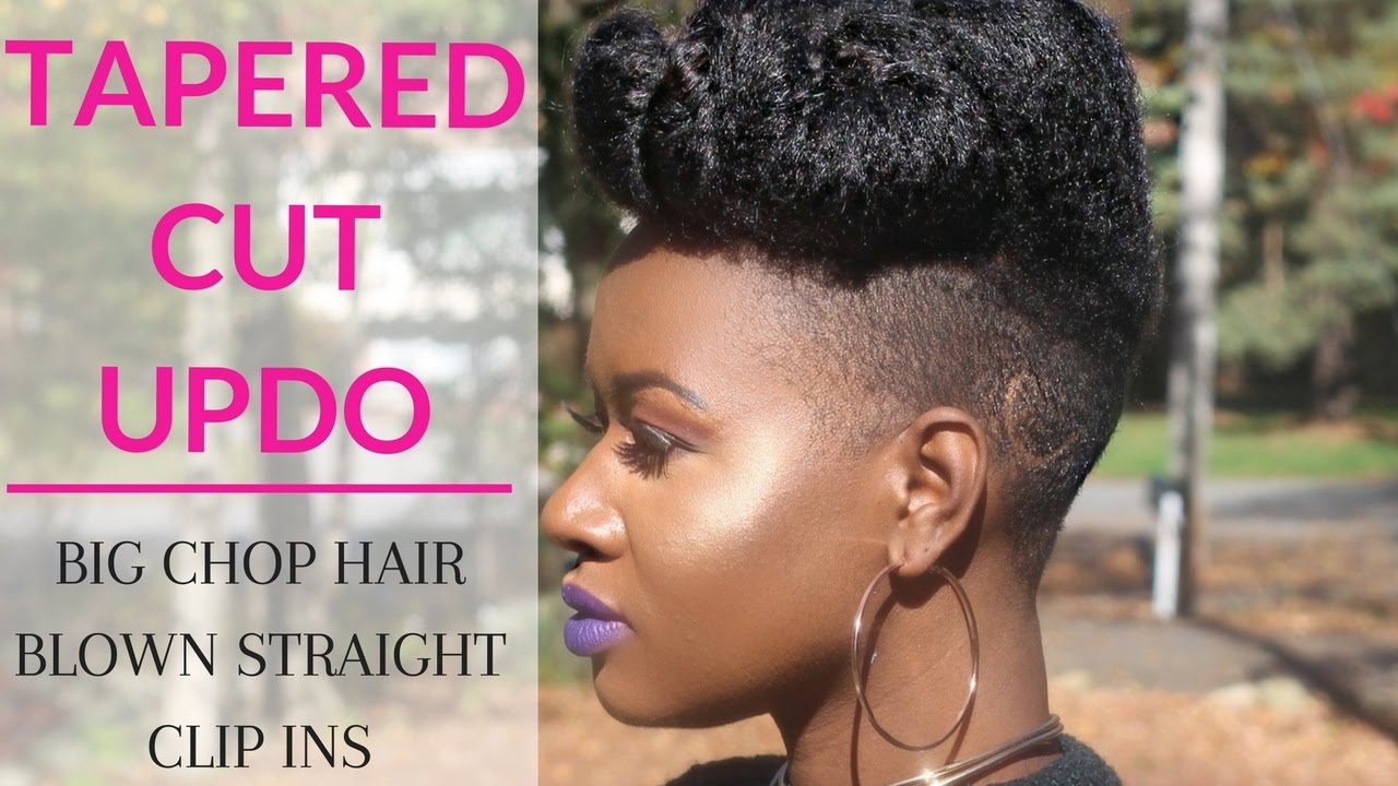 Big Chop Hair Blown Straight Clip Ins Updo| Tapered Cut| Short Hair