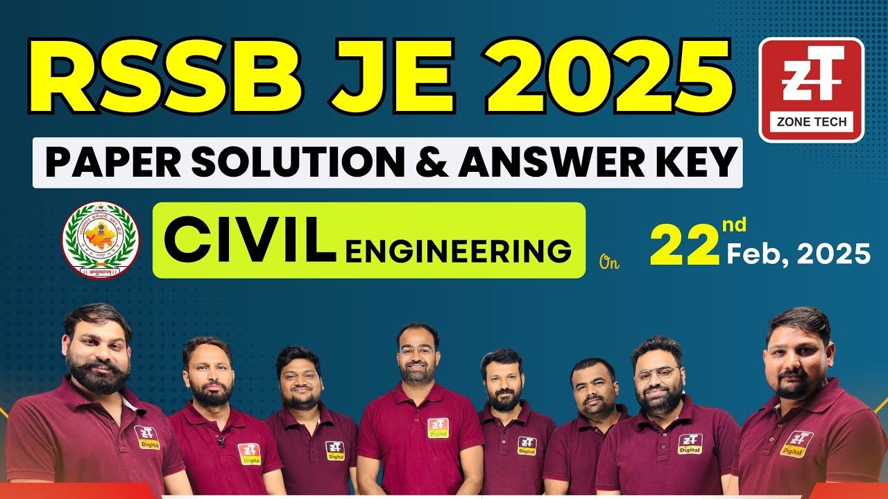 RSMSSB JE Civil B.Tech Paper Analysis & Answer Key  22 Feb 2025  RSSB JE Paper Solution by ZONE TECH