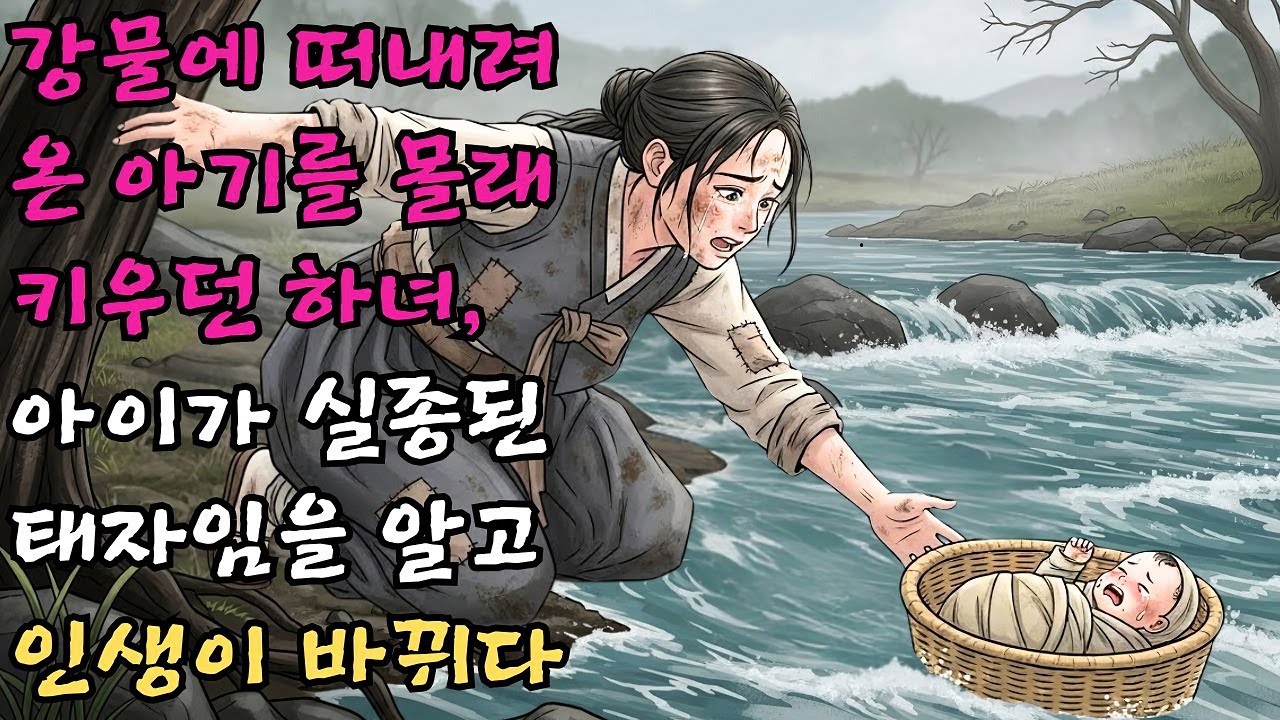 강물에 떠내려온 바구니 속 아기를 몰래 키우던 하녀, 그 아이가 실종된 태자임을 알고 기절하고, 결국 그녀의 인생을 바꿔주다#야담 #민담 #전설 #설화