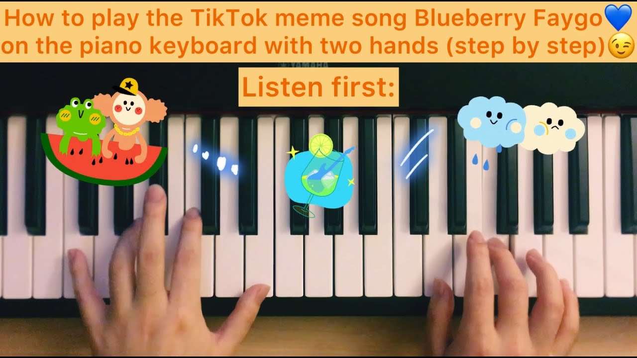 How to play TikTok meme song Blueberry Faygo by Lil Mosey on the piano keyboard tutorial (two hands)