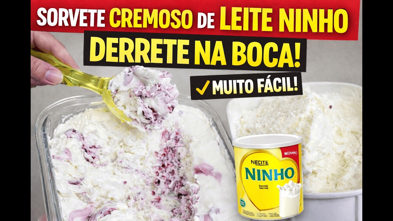 Esse SORVETE DE LEITE NINHO DERRETE NA BOCA | receita fácil e super cremosa #ReceitaComLeiteNinho