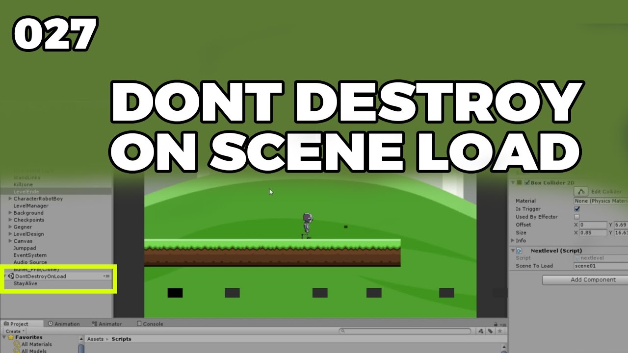 [027] Unity JUMP AND RUN - Levelübergreifender Punktestand - DontDestroyOnLoad - Deutsch/German