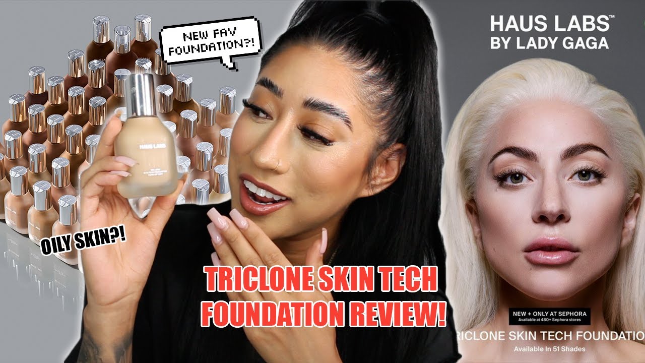NEW HAUS LABS TRICLONE FOUNDATION REVIEW & WEAR TEST *Oily skin approved?*