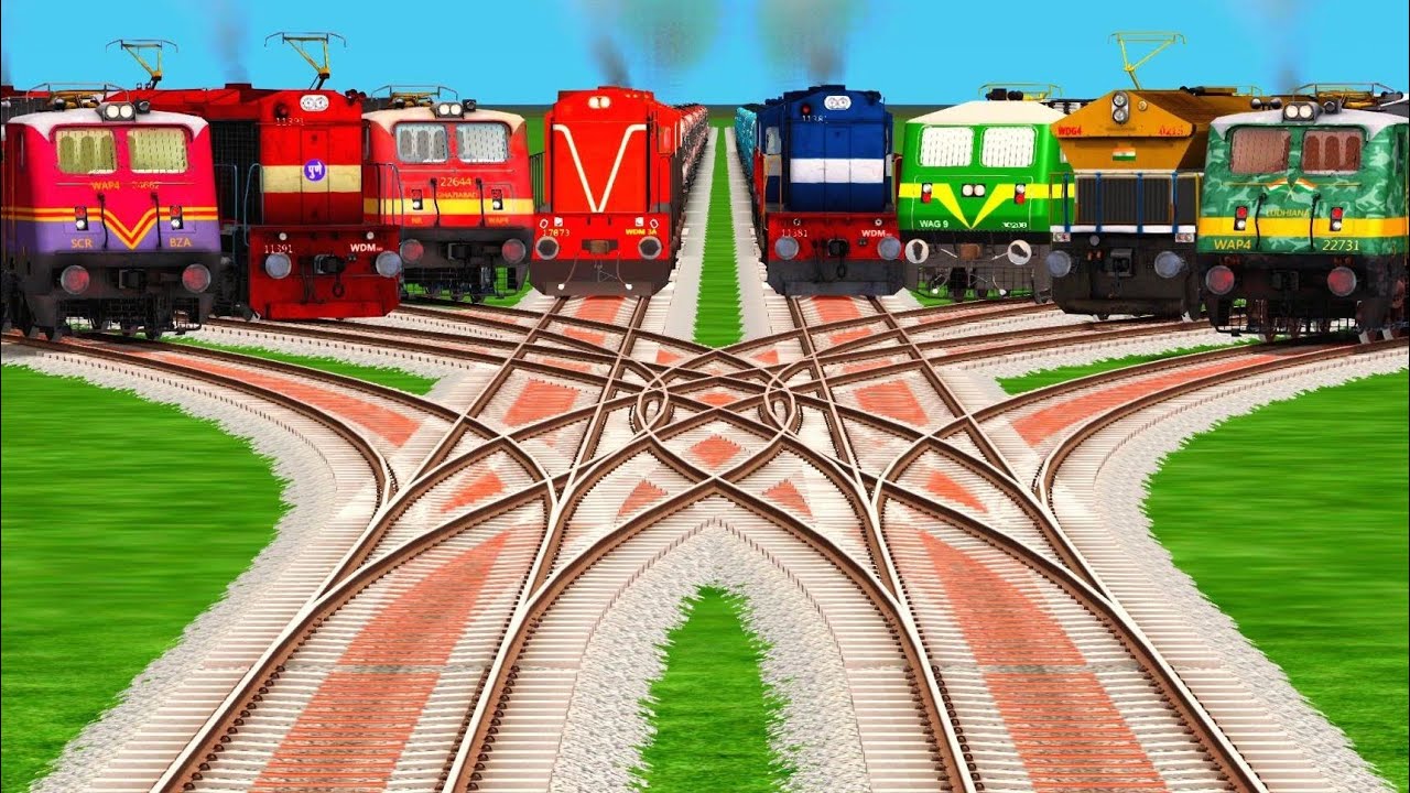 Train Gaming Videos At Branches Railroad Crossing Track ll Bumpy Indian Railroads ll train simulator