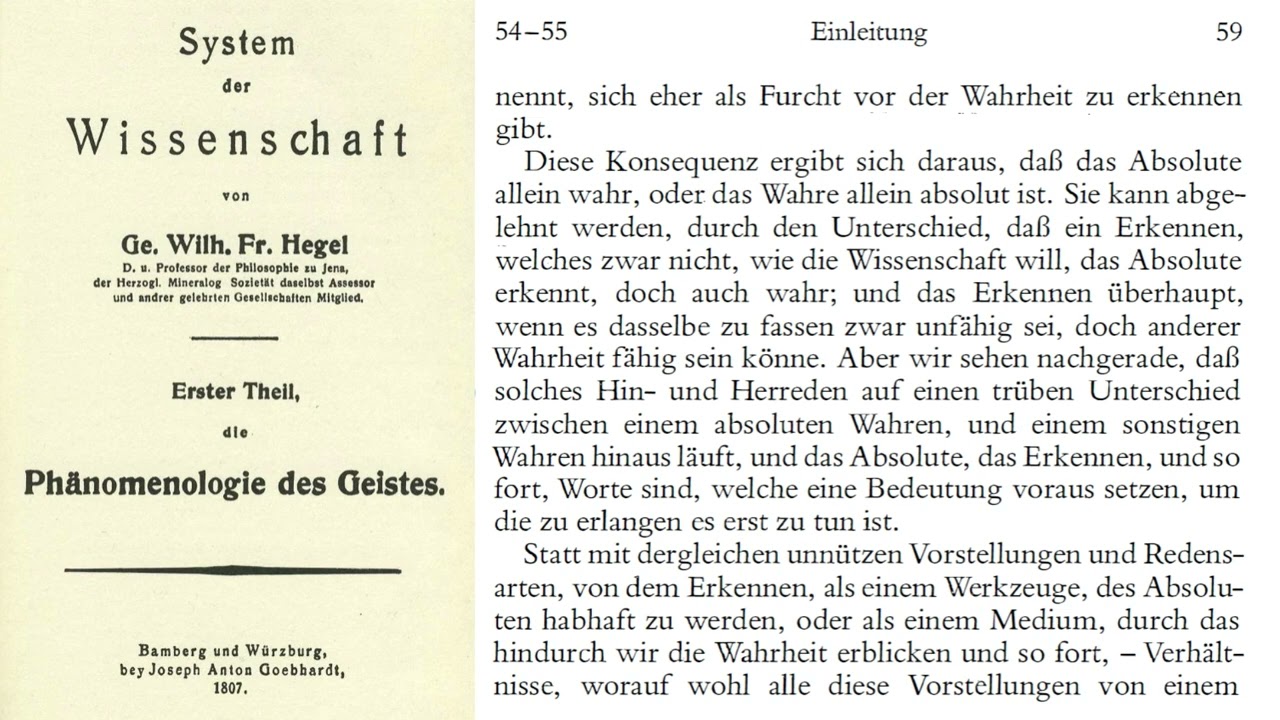 Hegel | PHÄNOMENOLOGIE DES GEISTES | Einleitung (1/4)