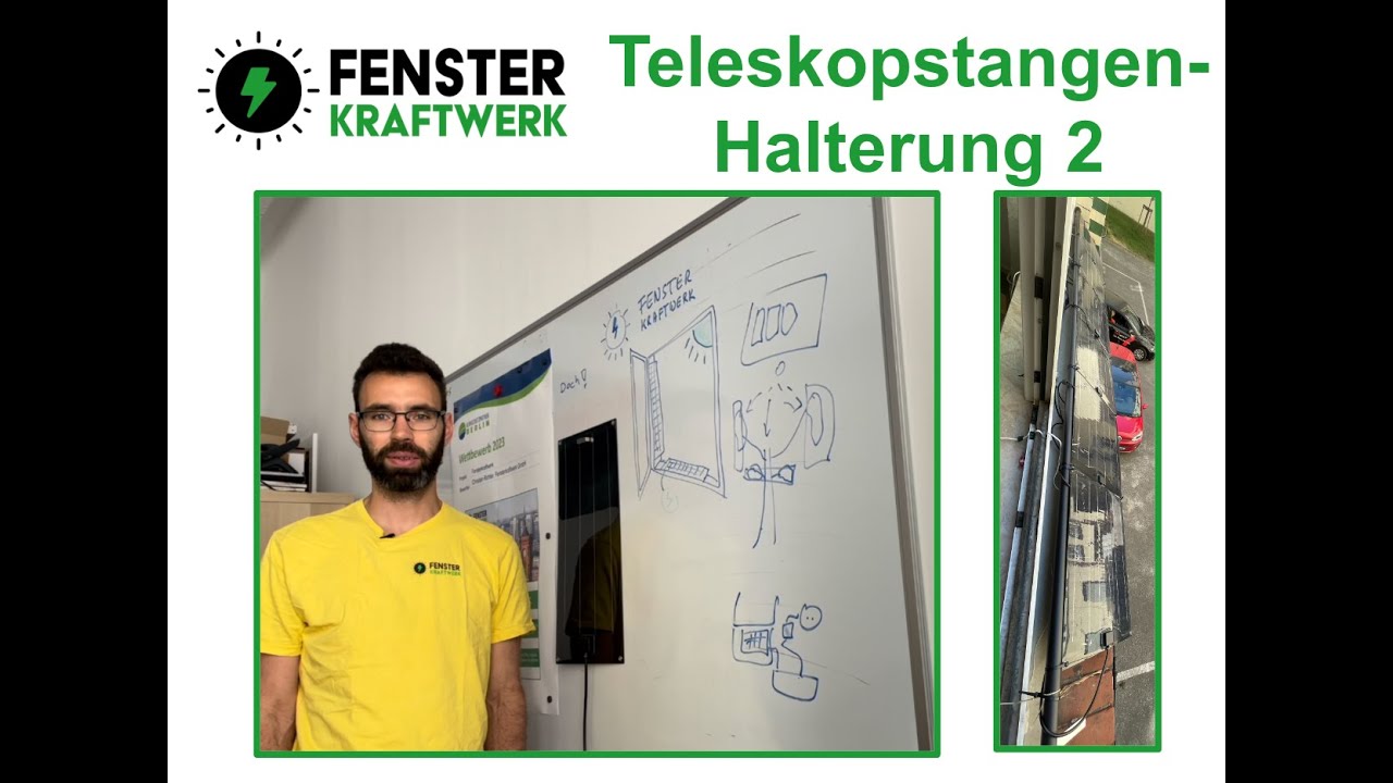 Teleskopstange als Fensterbank Halterung für Fensterkraftwerk Module