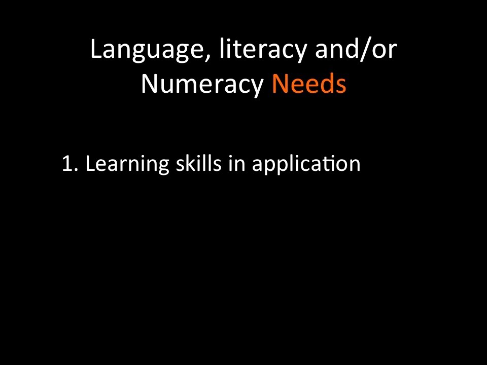 Language, Literacy and Numeracy (LLN) Needs