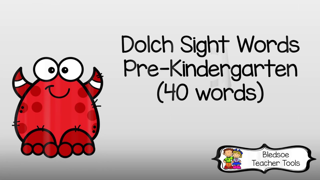 Bledsoe Teacher Tools Dolch Pre Kindergarten Monsters