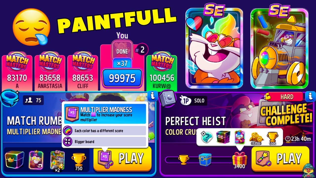 HARD Color Crush + Rainbow Solo Perfect Heist/ Match Rumble 75 players Multiplier Madness + Rainbow