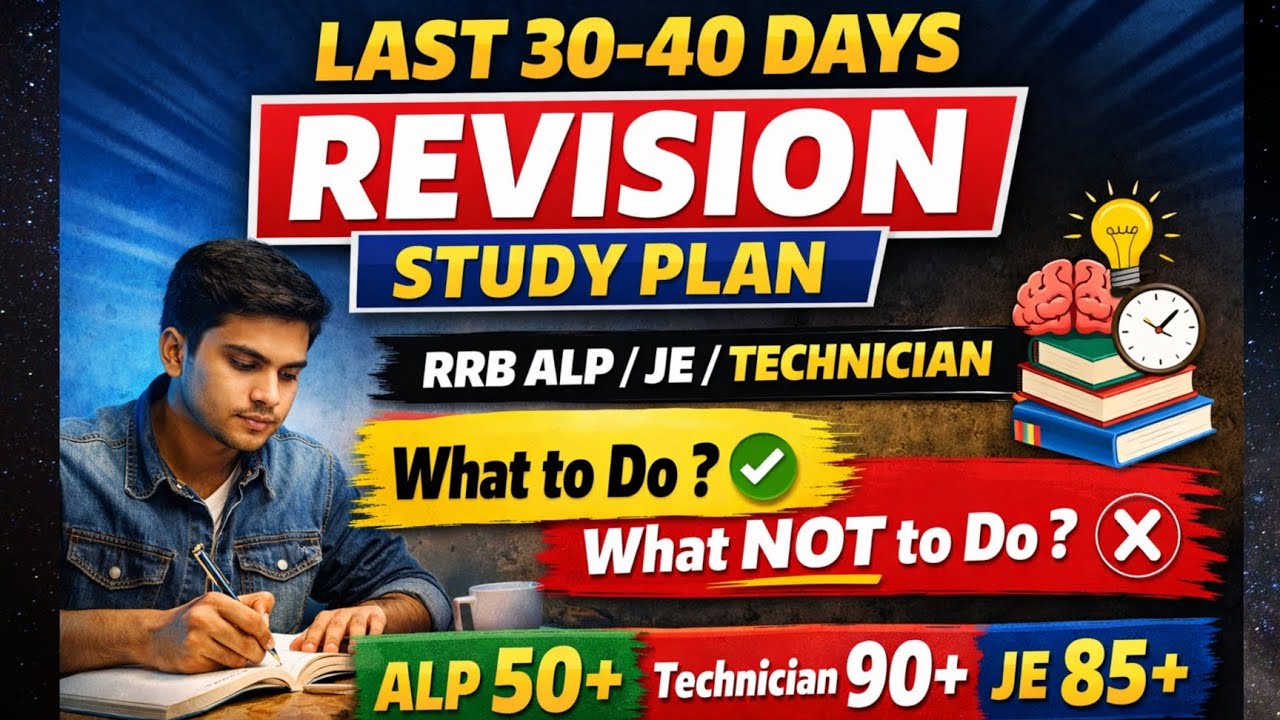 Last Days 30 Preparation tips for RRB JE/ALP/Technician 2025 | Revision tips 