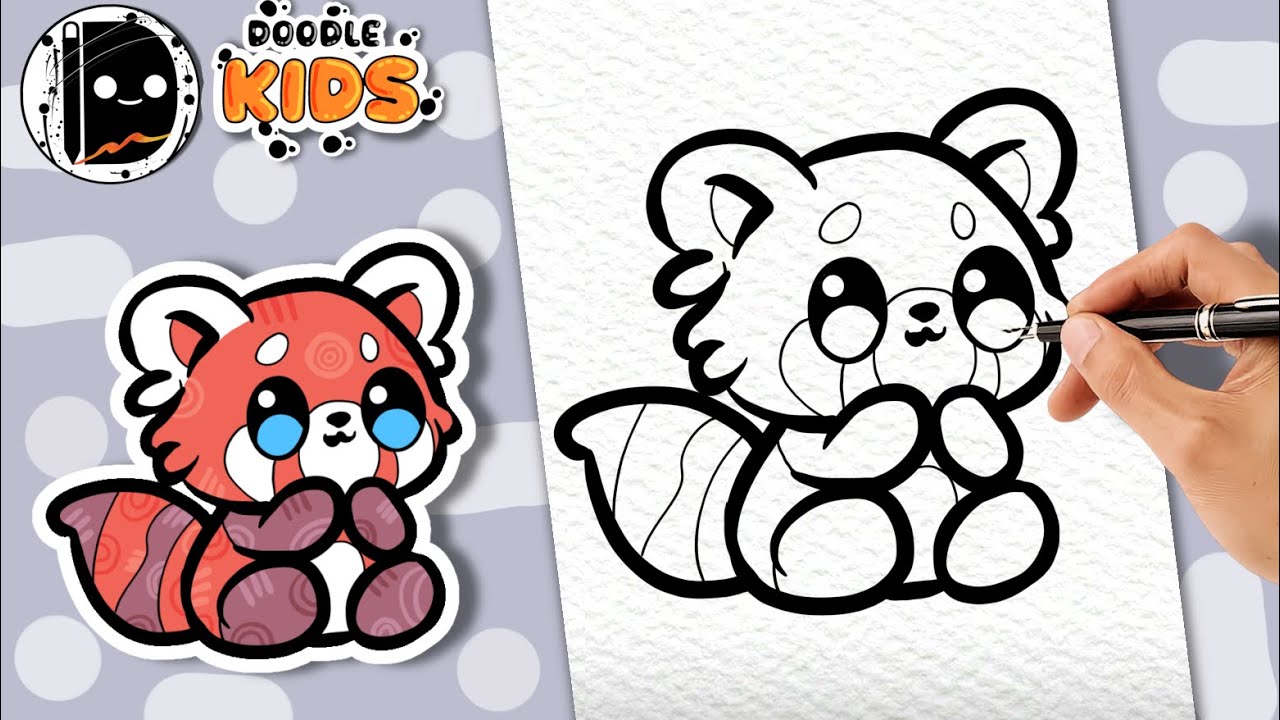 Como desenhar panda-vermelho fofo passo a passo