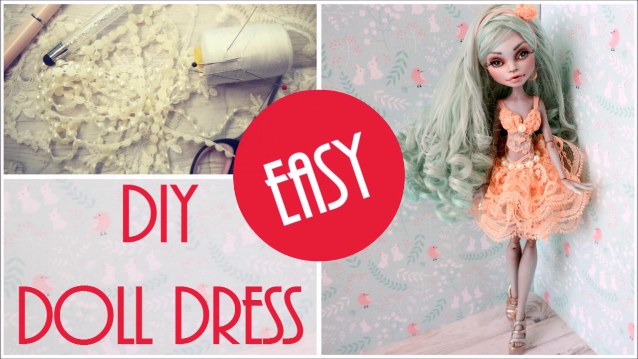 Pretty Doll Dress Easy - How to Make DIY Craft Tutorial / Monster High, Barbie Lace Cocktail Dress