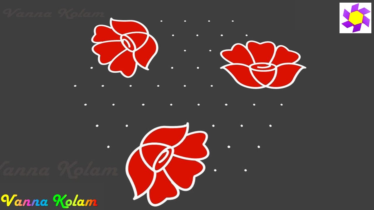 Valentine's Day Kolam | Rose Rangoli | Rose Kolam | Flower Kolam With Dots | Poo Kolam