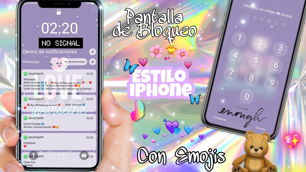 Pantalla de bloqueo estilo iPhone con EMOJIS y NOTIFICACIONES Septiembre 2020