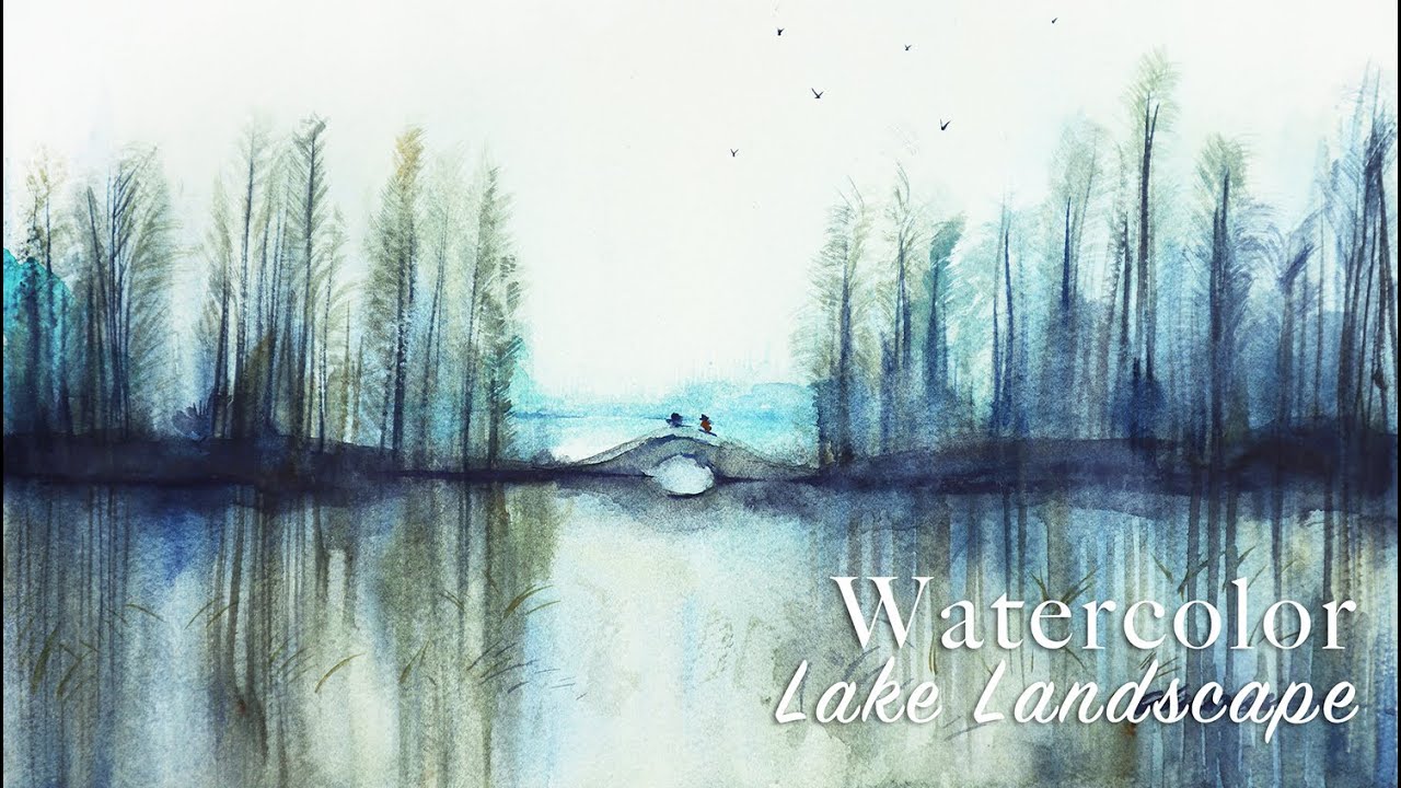 Watercolor Lake Landscape/ How to/tutorial/ Demonstration