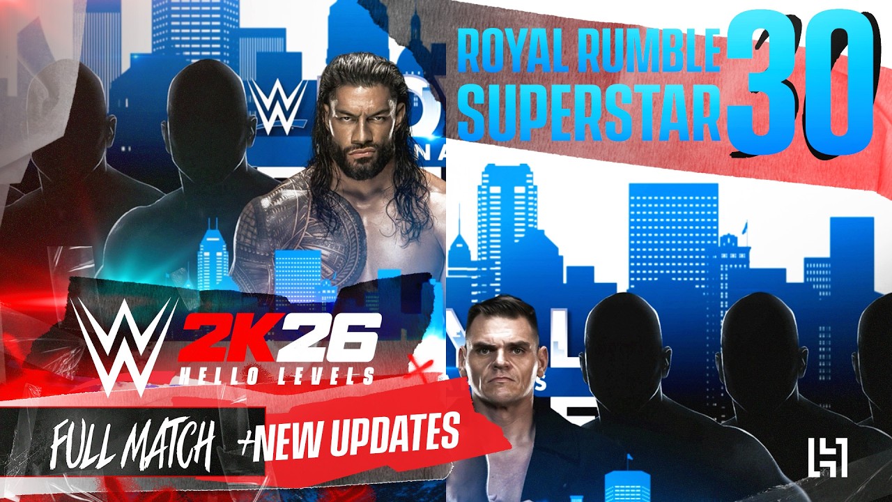 Матч WWE 2K26 Royal Rumble с участием 30 суперзвезд, в котором участвует Роман Рейнс - геймплей н...