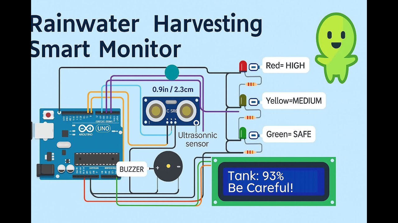 Rainwater Harvesting Smart Monitor | Arduino + Ultrasonic Sensor Alert System #arduino #tinkercad