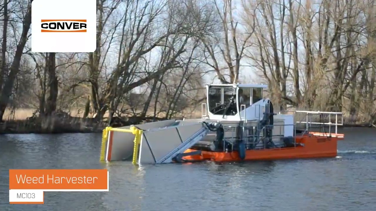 Conver MC103 Weed Harvester removes floating and rooted vegetation and trash from rivers and lakes