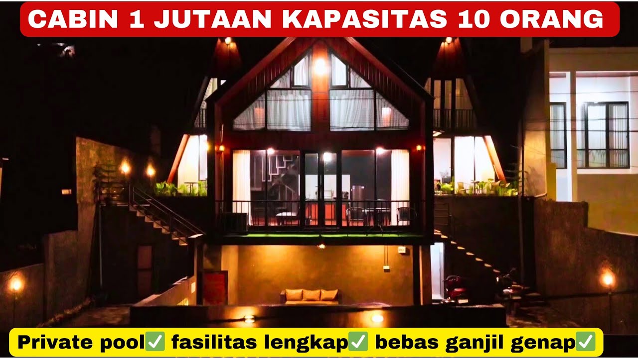 CABIN ESTETIK ADA PRIVATE POOL‼️kuta sanctuary |lengkap & nyaman banget..!! #cabin #bogor #puncak 