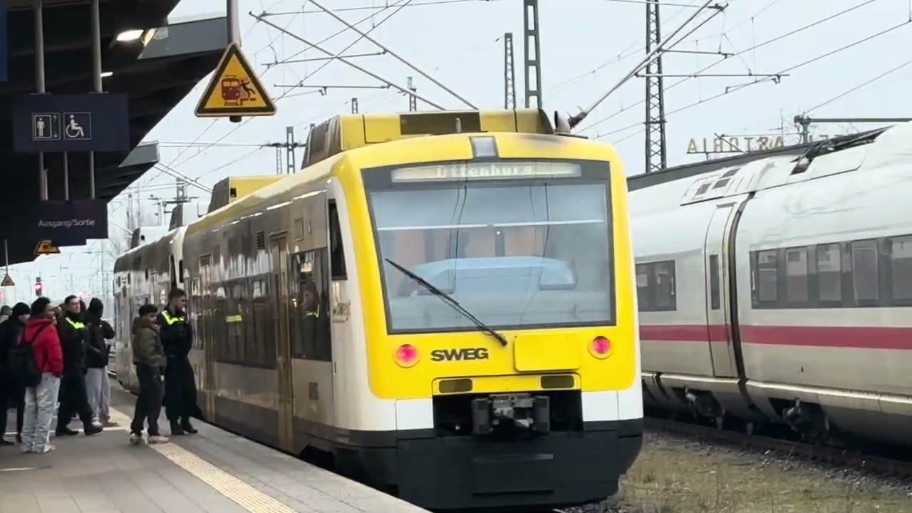 Trains at Kehl, Germany / France border station with lots of police patrol going on 