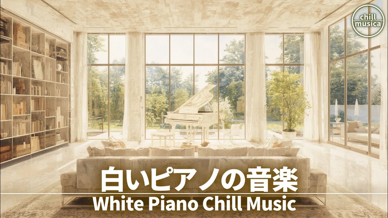 ✨ ゆったりピアノBGM ☕ 視界を白く染め、心を凪にする。全面窓から差し込む光とピアノの旋律が、日常を美しく浄化する 🌸 読書や集中のための音楽