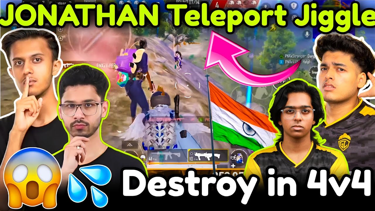😱Saumraj Simp Teammates Shocked by JONATHAN 🥶💦 GODL Destroy PNX in 4v4 🥵🏆